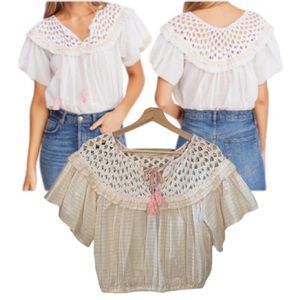 Free People Allora Crochet Striped Top Size XS